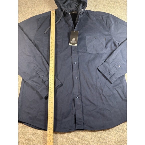 Molokai Surf Black Hooded Shirt Men's Cotton Size XXL Button Up Long sleeve New - Picture 4 of 6